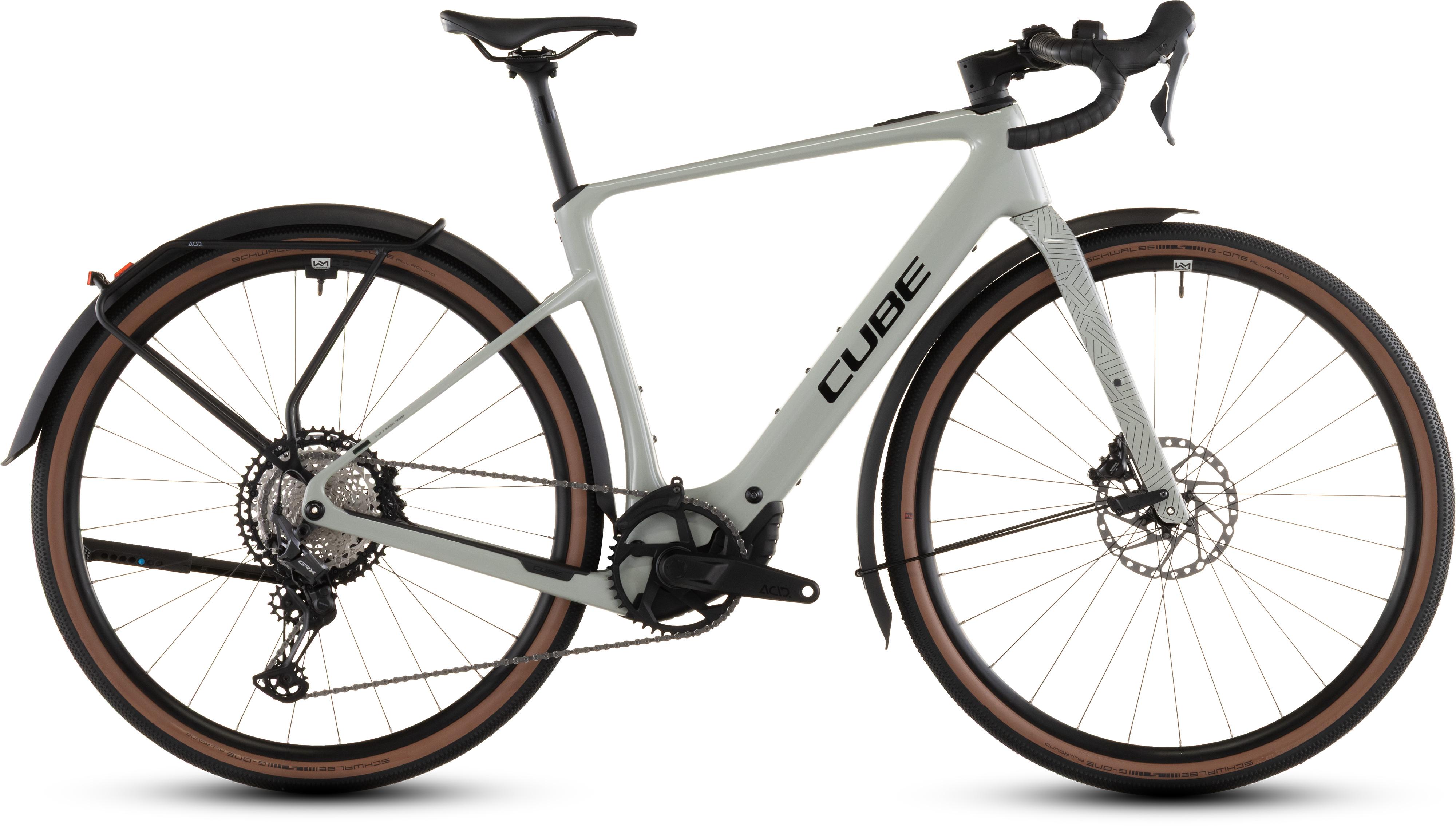 Vélo gravel électrique Cube nuroad hybrid c:62 race 400x fe reedbeige´n´black
