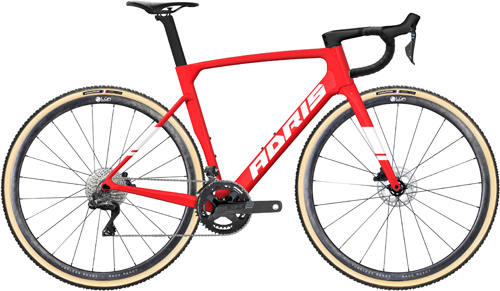Vélo cyclo-cross Adris le sous-bois ultegra di2 12s rouge fluo